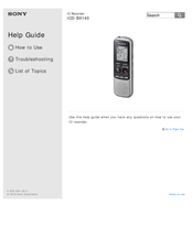 Sony ICD-BX140 Help Manual
