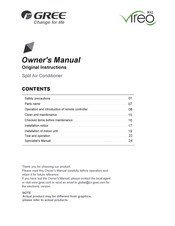 Gree GWH18AGDXF-D6DNA4A Owner's Manual
