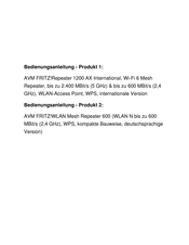 AVM FRITZ!Repeater 600 Configuration And Operation