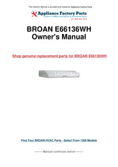 Broan Elite E66136WH Installation Instructions Manual