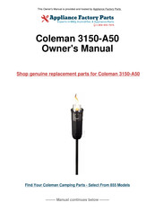 Coleman INSTASTART 3150-A50 Instructions For Use Manual