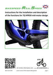 Bikespeed TQ HPR50 Instructions For The Installation And Description Of The Functions