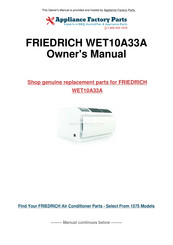 Friedrich Wallmaster WET10A33A Installation And Operation Manual