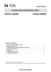 Toa D-2000 Series User Manual