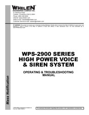 Whelen Engineering Company WPS-2900-3 Operating Manual