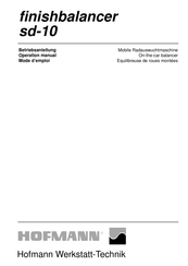 Hofmann finishbalancer sd-10 Operation Manual