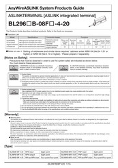 Anywire ASLINKTERMINAL BL296 B-08F-4-20 Series Product Manual