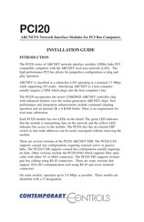 Contemporary Controls ARCNET PCI20-CSX Installation Manual