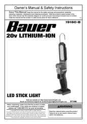 Bauer 1918C-B Owner's Manual & Safety Instructions
