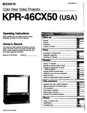 Sony KPR-46CX50 Operating Instructions Manual