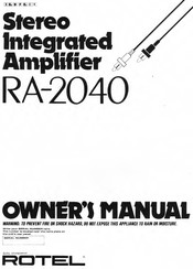 Rotel RA-2040 Owner's Manual