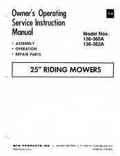 MTD 136-360A Owner's Operating And Service Instructions