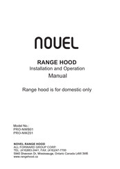 novel PRO-NWB01 Installation And Operation Manual