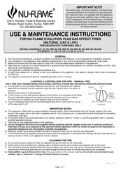 Nu-Flame EVOLUTION PLUS L2R Use & Maintenance Instructions