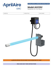 Aprilaire AUV24V Installation & Operating Instructions Manual