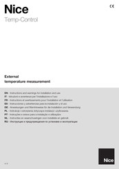 Nice Temp-Control Instructions And Warnings For Installation And Use
