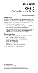 Fluke C0-210 Instruction Sheet