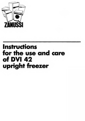 Zanussi DVi 42 Instructions For The Use And Care