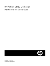 HP ProLiant DL180 G6 Maintenance And Service Manual