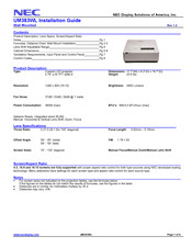 NEC UM383WL Installation Manual