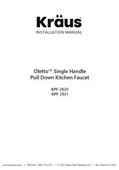 Kraus Oletto KPF-2821SFS Installation Manual