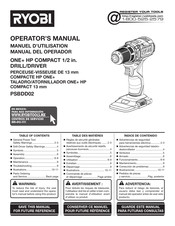 Ryobi ONE+ HP PSBDD02 Operator's Manual