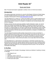 Orbit Research Orbit Reader 20 Quick Start Manual