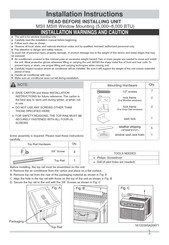 Frigidaire FHWC104WB1 Installation Instructions