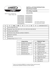 Lennox VE4C009N432U Installation & Operation Instructions