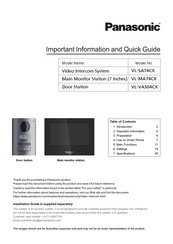 Panasonic VL-SA74CX Quick Start Manual