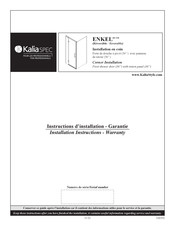 Kalia SPEC ENKEL DR1958-000 Series Installation Instructions / Warranty