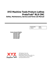 XYZ Machine Tools ProtoTRAK RLX Safety, Maintenance, Service