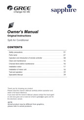 Gree Sapphire SAP24HP230V1R32AH Owner's Manual