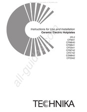 Technika CFE641 Instructions For Use And Installation