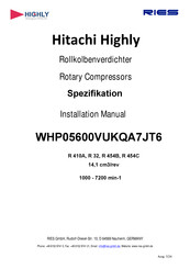 Hitachi Highly RIES WHP05600VUKQA7JT6 Installation Manual