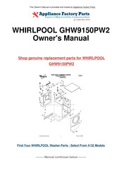 Whirlpool duet GHW9150PW2 Use & Care Manual