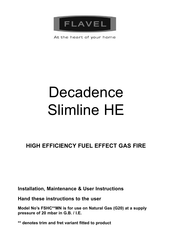 Flavel Decadence Slimline HE Installation, Maintenance & User Instructions