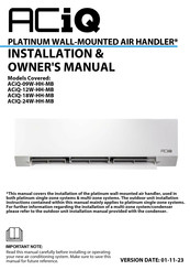 ACIQ PLATINUM ACIQ-24W-HH-MB Installation & Owner's Manual