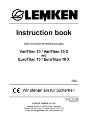 LEMKEN VariTitan 10 Instruction Book