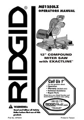 RIDGID MS1250LZ Operator's Manual