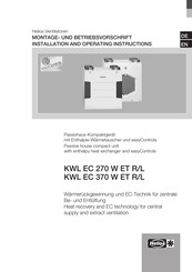 Helios KWL EC 370 W ET R Installation And Operating Instructions Manual