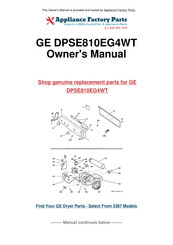 GE DPSE810EG4WT Owner's Manual