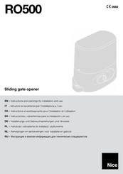 Nice ROBO500 Instructions And Warnings For Installation And Use