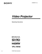 Sony BRAVIA VPL-VW40 Operating Instructions Manual