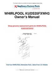 Whirlpool KitchenAid KUDS35FXWH3 User Instructions