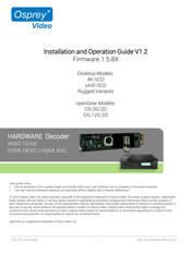 osprey video OG-3G-2D Installation And Operation Manual