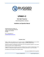 RUGGED MONITORING UPM601-P Installation And Operation Manual
