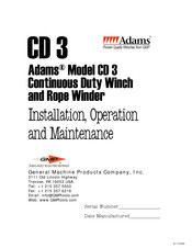 GMP Adams CD3 Installation Operation & Maintenance