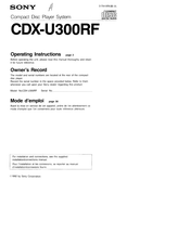 Sony CDX-U300RF Operating Instructions Manual