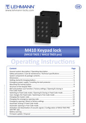 LEHMANN M410 TA03 Operating Instructions Manual